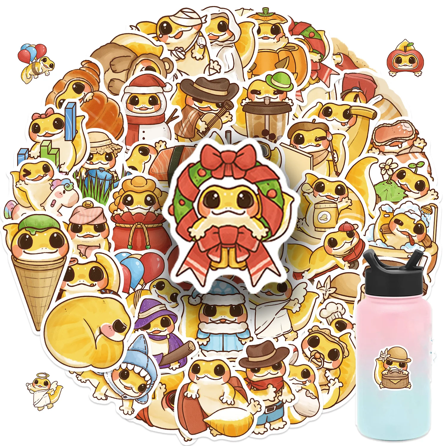 50PCS Reptilien und Geckos Aufkleber Kawaii Cartoon Aufkleber Kinder Spielzeug Laptop DIY Scrapbook Koffer Telefon Auto Aufkleber