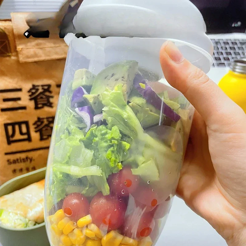 New Salad Cup with Fork and Lid Office Student Weight Loss Slimming Cup Portable and Easy To Carry Breakfast Cup Water Bottles