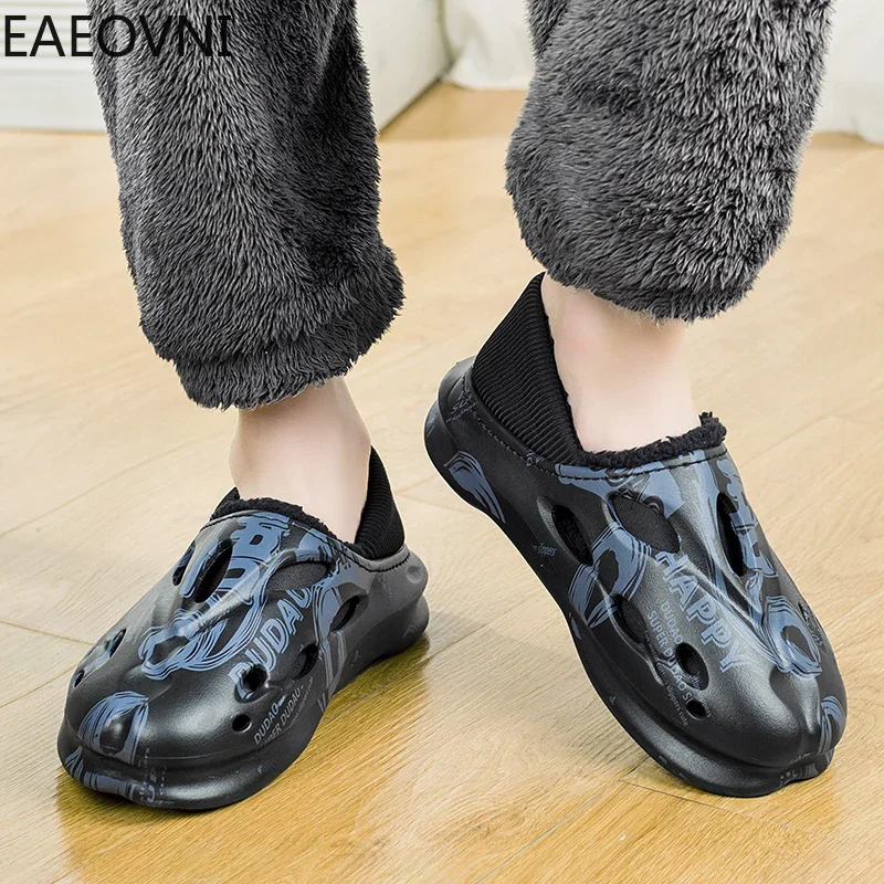 Slippers for Men Winter Indoor Outdoor Mans Casual Cotton Shoe Waterproof Platform Lightweight Non-slip Couple Shoes New Style