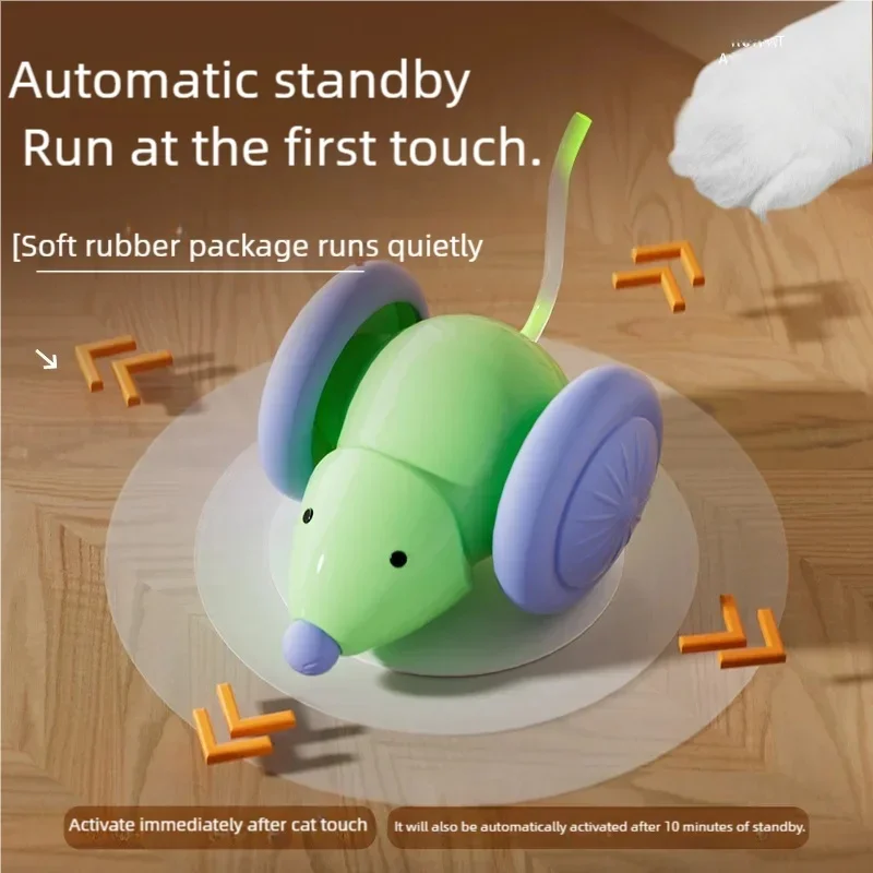 Interactive Cat Toy Electric Mouse Car Automatic Teaser Kitten Pet Toys Rechargeable Intelligent Obstacle Avoidance