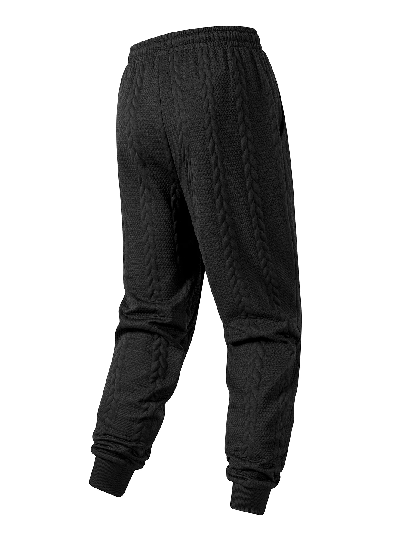 กางเกงวอร์มผ้าถักแจ็คการ์ดผู้ชายสีทึบลำลองกางเกงลายเรขาคณิตฤดูใบไม้ผลิฤดูใบไม้ร่วงกางเกงกีฬาเชือกรูดที่อบอุ่น