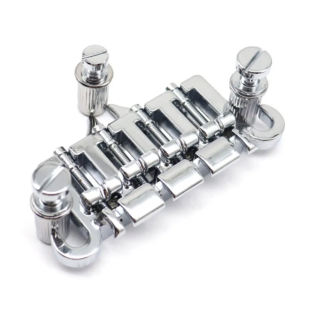 Zinc Alloy 3 Point 4 String Bass Bridge Tailpiece for Bass Guitar Parts chrome