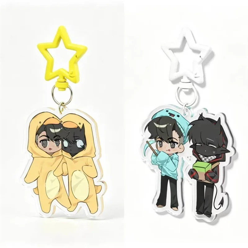 Game Skeppy BadBoyHalo Skephalo Cosplay Keychain Acrylic Key Chain Ornament Keyring Bag Accessories Decoration Pendant Prop