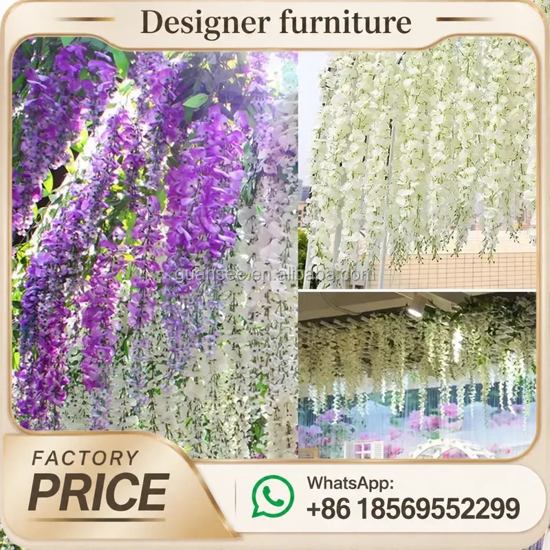 Artificial Wisteria Hanging Vine Silk Flower Wall Greenery For Home Wedding Party Decoration Fake Plants
