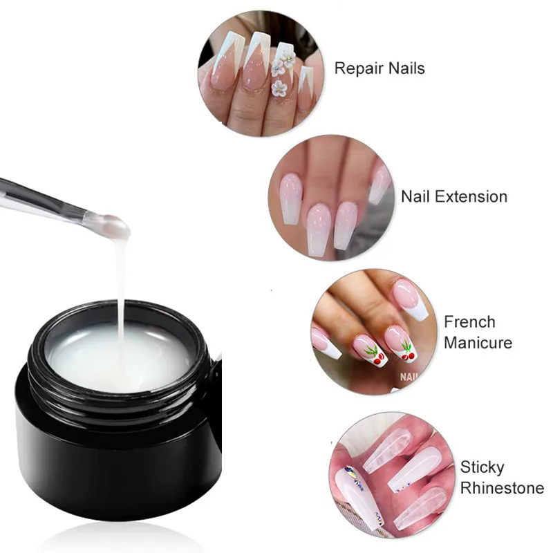 MEET ACROSS Milky White Clear 8ml Extension Nail Gel Polish For French Nails Art Manicure Semi Permanent UV Varnish Tips Tools