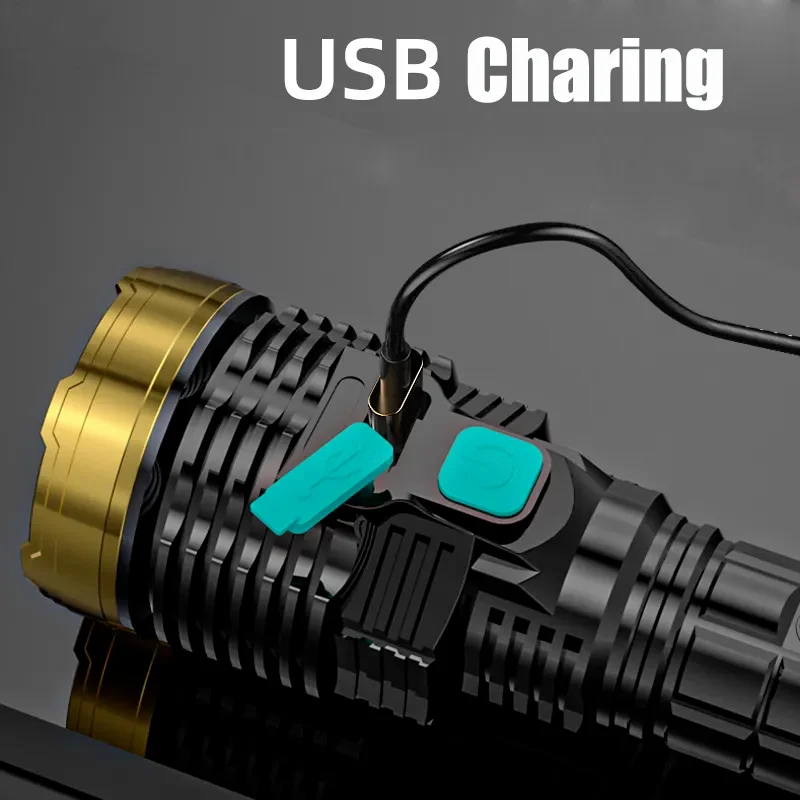 High power led flashlights USB Rechargeable Flashlight Self Defense Waterproof Torch For Outdoor Camping Fishing Hiking Hunting