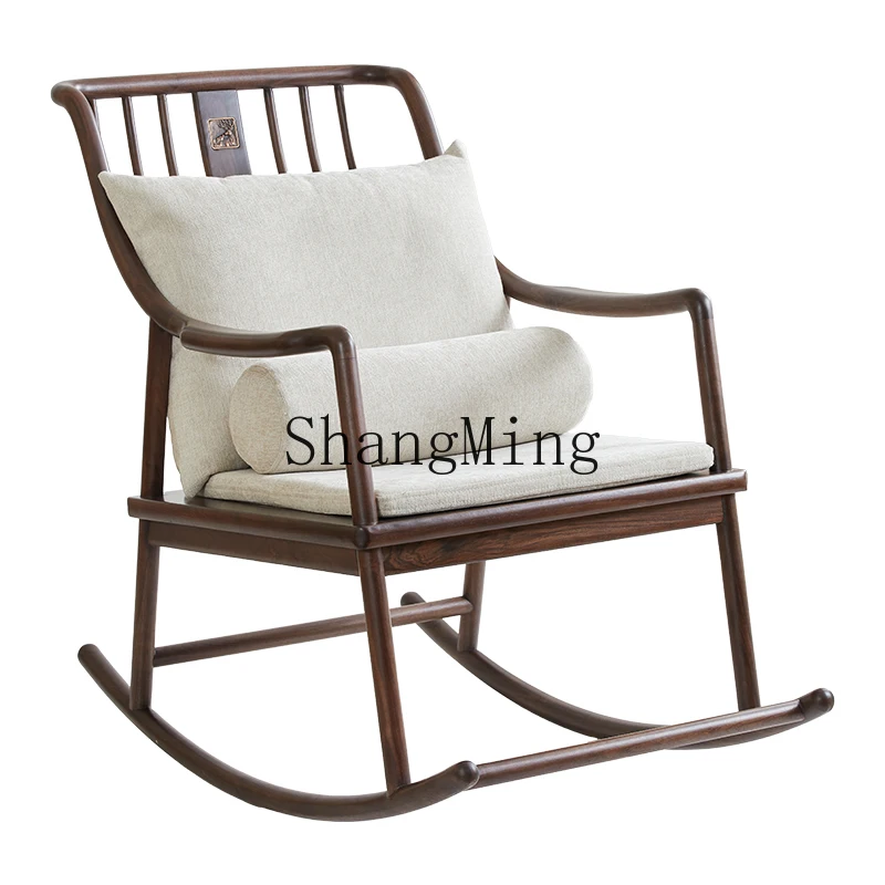 

CL Walnut Solid Wood Rocking Chair Walnut Balcony Leisure Lazy Sofa Relaxing Chair