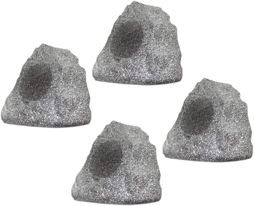 4-Pack Outdoor Granite Rock Speakers for Patio Deck Pool Garden