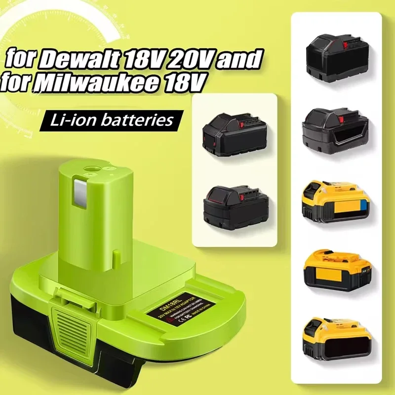 DM18RL Converter Battery Adapter For Ryobi Power Tools Drill for Dewalt 20v Max for Milwaukee 18V Llithium Battery Convert