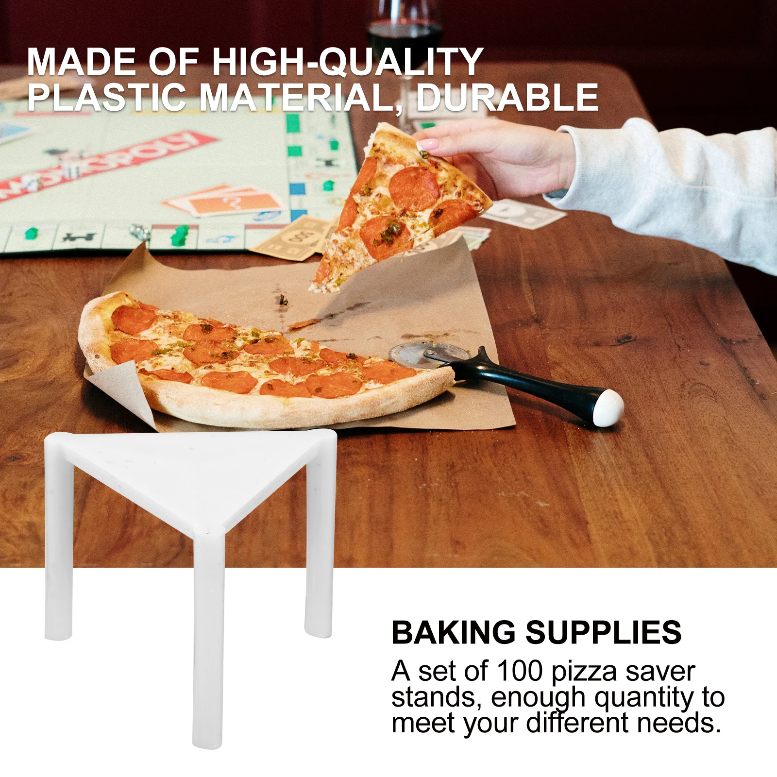

100Pcs Pizza Saver Stands Plastic Tripod Rack Lightweight Pizza Support for Baking Supplies Restaurant Pizzeria Use