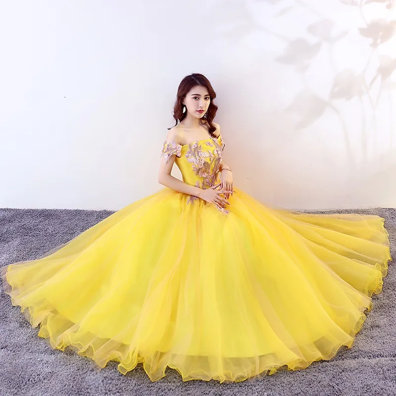 

2026 Women's New Summer One Shoulder Colorful Yarn Banquet Evening Dress Fashionable Slimming Stage Performance Long Puff Skirt