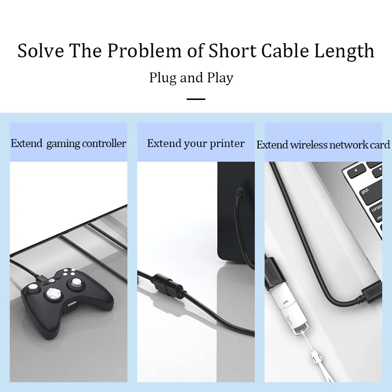 CHOSEAL USB Extension Cable 2.0 Male to Female Extension Cord USB For Phone  Computer USB Flash Drives