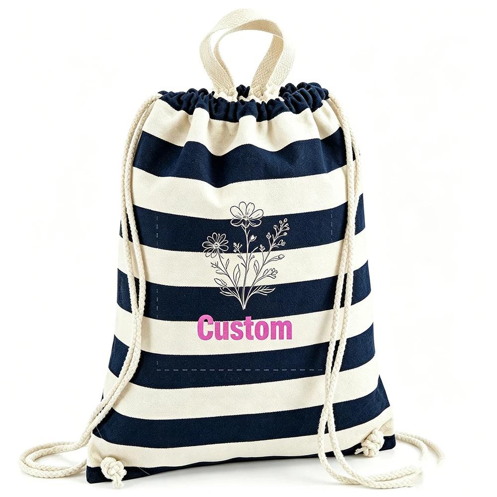 Lightweight Drawstring Canvas Bag Custom Design Breathable For Students School Outdoor Activities Backpack Gift