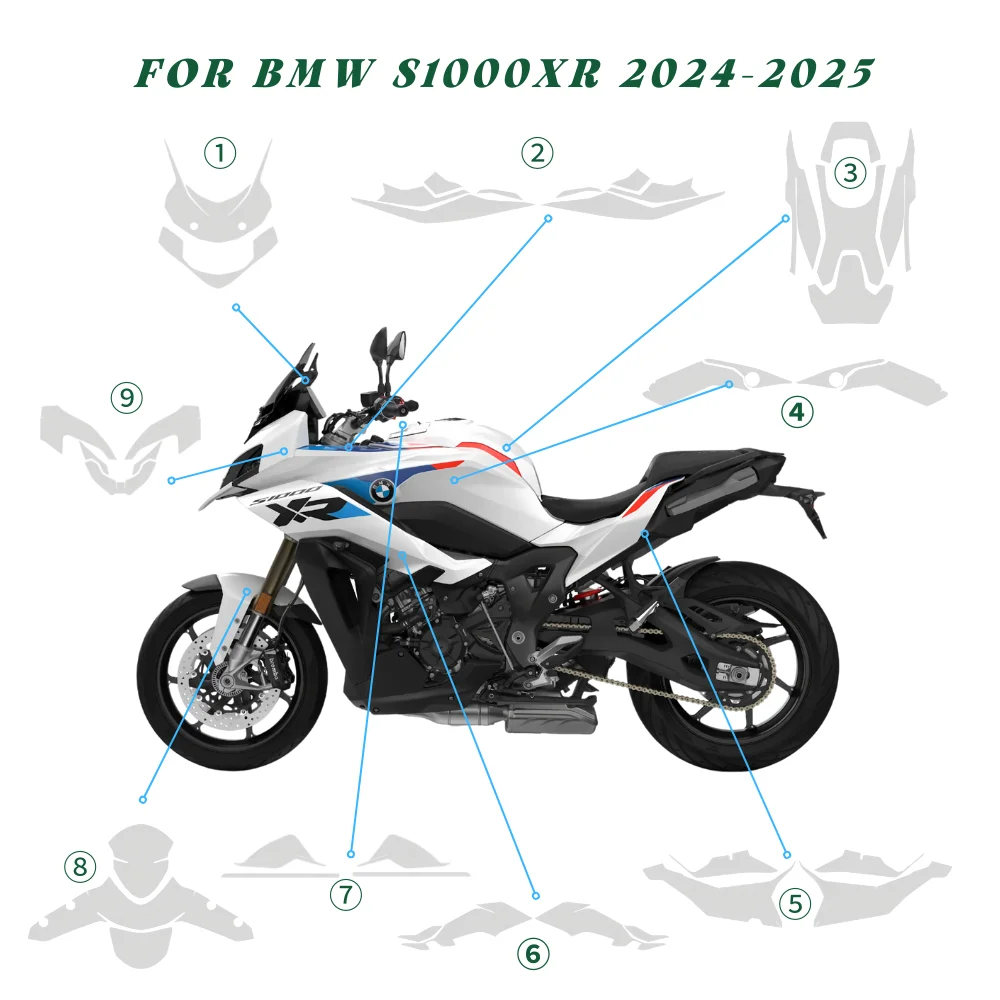 

For BMW S1000XR 2024-2025 TPU Stickers Kit UV-Resistant Scratch-Proof Waterproof Motorcycle Decals s1000xr 2025
