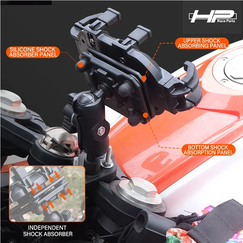 New Metal Motorcycle Phone Holder For BMW HP2 Enduro HP HP2 HP4 R 1250 GS R1250 Race 2025 LOGO Free rotating shock absorber