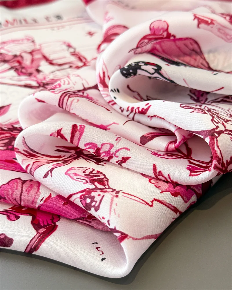 Vintage Butterfly Sketch Square Silk Scarf Soft Satin Bandana for Women Summer Neck Hair Headband Bag Wrist Wrap Beach Vacation - view 6