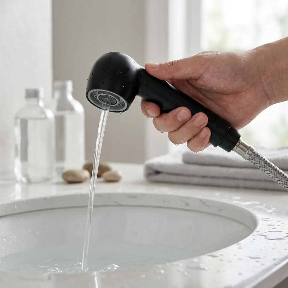 Spray Head Replacement with Dual Water Patterns Designed to Fit Standard External Thread Pull-Out Faucet Hoses