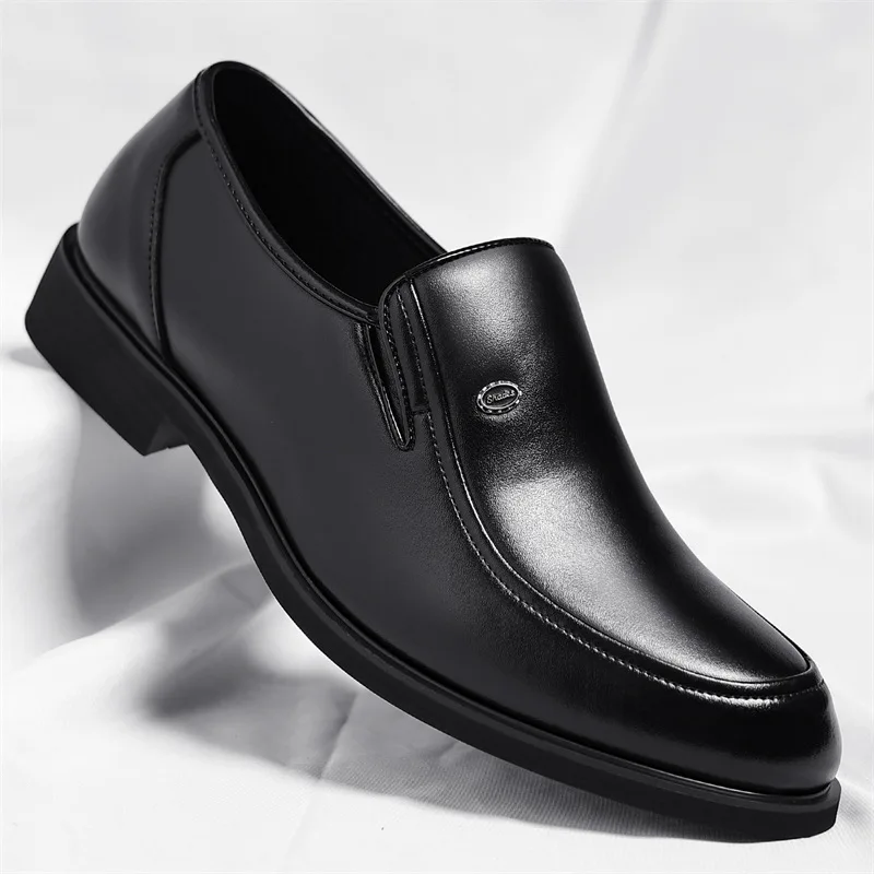 

Men's leather shoes, business British style, casual, one foot, lazy loafers, dress shoes