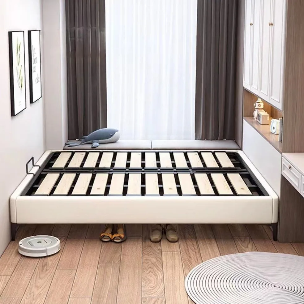 Factory Direct 2026 Frame bed without bedside row skeleton steel frame tatami double bed household small apartment full solid wo