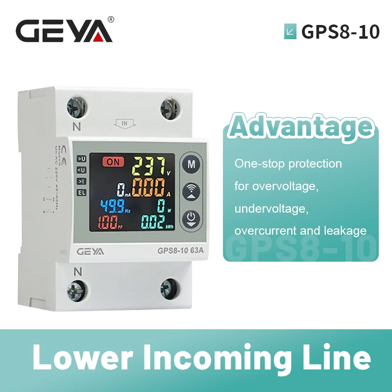 GEYA Voltage/Current Protector Switch WiFi Smart Bi-Directional Energy Power kWh Digital Meter Smart Life Over/Under Voltage