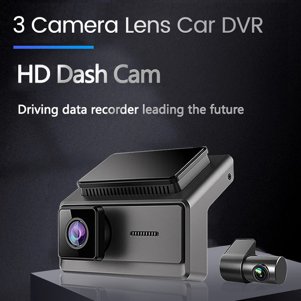 3 Camera Lens Car DVR 2K HD Dash Cam 24 H parking monitoring WiFi mobile interconnection automatic loop recording Night Visionn