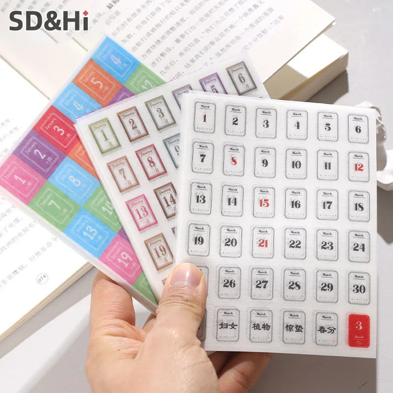 1Set 365 Days Payment Stick Account Notebook Sticker Full Year Calendar Sticker Index Tab Reminder Sticker Decor Stationery