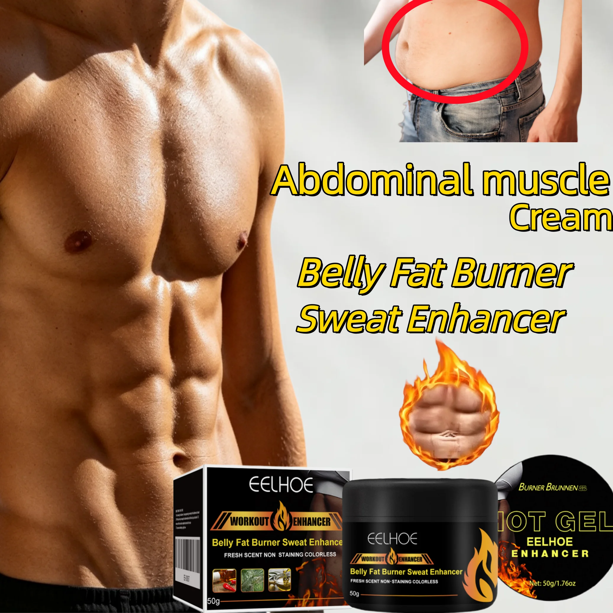 Abdominal Muscle Cream,Abs Contour Sculpting & Definition,Capsicum Thermogenic Shredding,3X Workout Sweat Amplifier,Post Workout Muscle Relaxation,Loose Skin Anti Sagging Tightening,Glycerin Hydration Matrix,Non Greasy,Gym Ready Absorption,Vegan