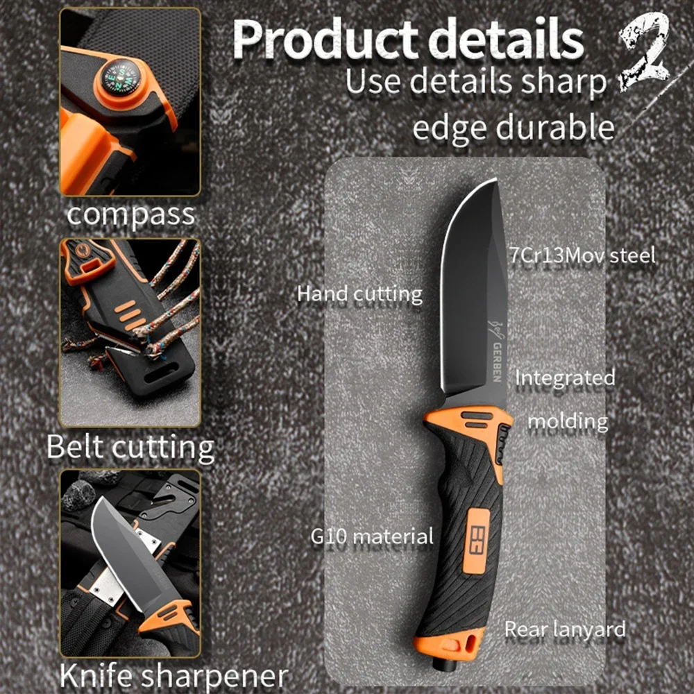 Men's High Quality Rescue Knife for Hiking and Camping