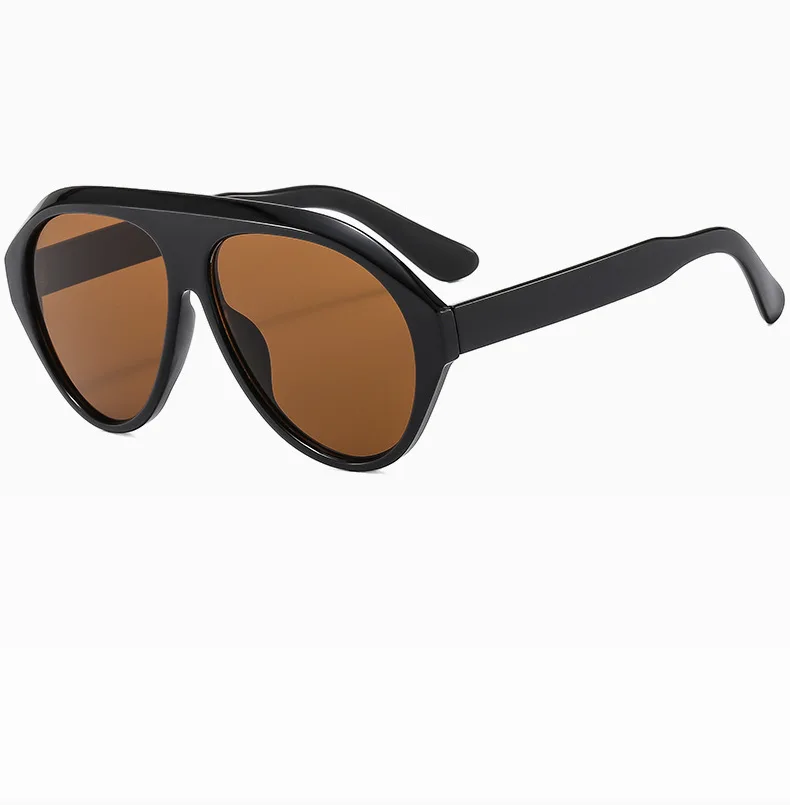 Piloten-Sonnenbrille mit großem Rahmen, Unisex, Übergröße, modische braune Sonnenbrille, Markendesign, Winterbrille – Detail 30