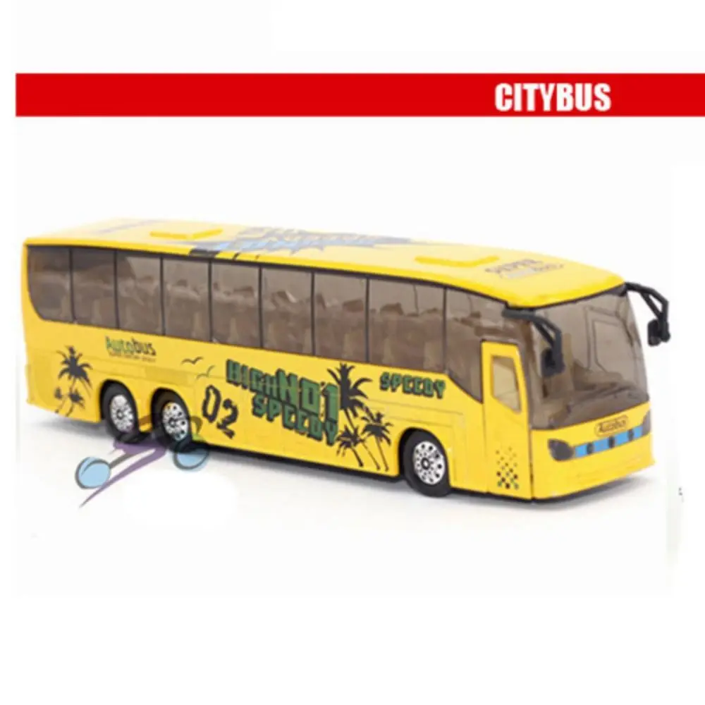 Kids Gift Bus Shape Light and Music Vehicle Model Alloy Bus Model Pull Back Extended Bus Toys