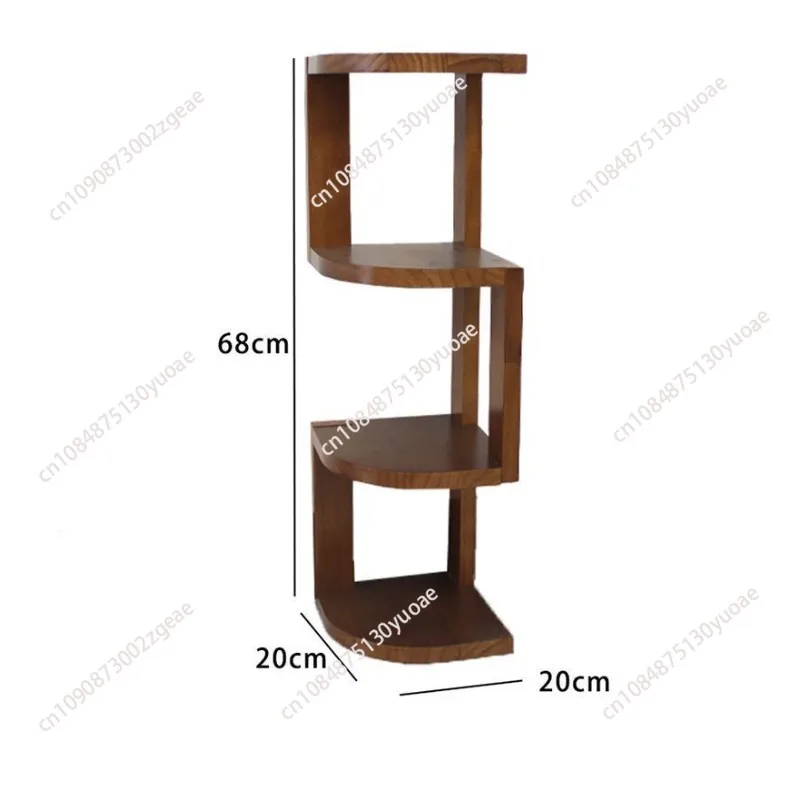 Solid wood desktop corner rack integrated against the wall household bedroom bedside bookshelf corner rack