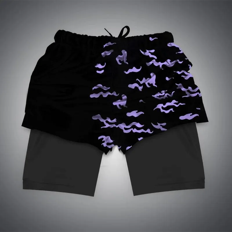 Pantaloncini periferici anime da uomo Naruto Pantaloncini sportivi con doppia stampa Pantaloni da spiaggia Cartoon Uzumaki Naruto Regalo per le vacanze degli studenti