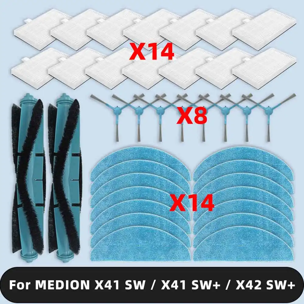 

Compatible For MEDION X41 SW / X41 SW+ / X42 SW+ / MD 11916 / MD 14841 / MD 12034 Spare Parts Filter Main Side Brush Mop Cloth