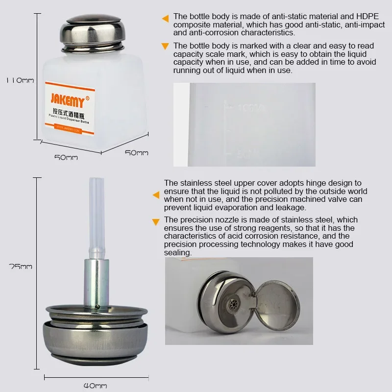 Imagem -03 - Portable Plástico Vazio Líquido Dispensador Garrafa Álcool Imprensa Vazio Bombeamento Garrafa para Pcb Ferramenta de Limpeza 120ml Jm-z10