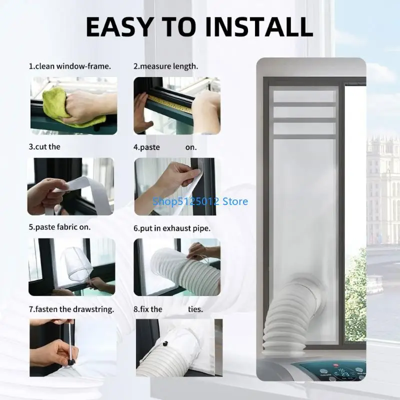 G8TC Hot Air Stop Conditioning Outlet Window Sealing Set Drawstring Design Window Air Conditioner Outlet Cloth Easy to Install