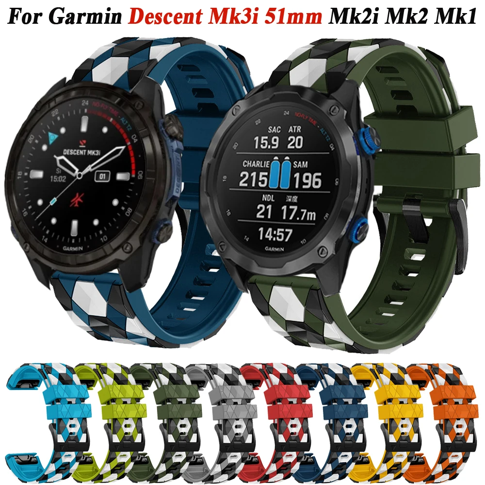 22 26 มม.สายนาฬิกาซิลิโคนสําหรับ Garmin Descent Mk3i 51 มม.Mk2i Mk2 Mk1 Fenix 6X 6 Pro 7X Pro 5X Plus Quickfit สายรัดข้อมือสร้อยข้อมือ