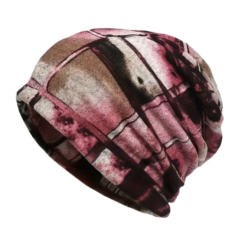 Contrasting Colors Pullover Hat Plaid Print Scarf Pullover Hat Casual Hedging Cap Multifunctional Keep Warm Women's Pile Hat