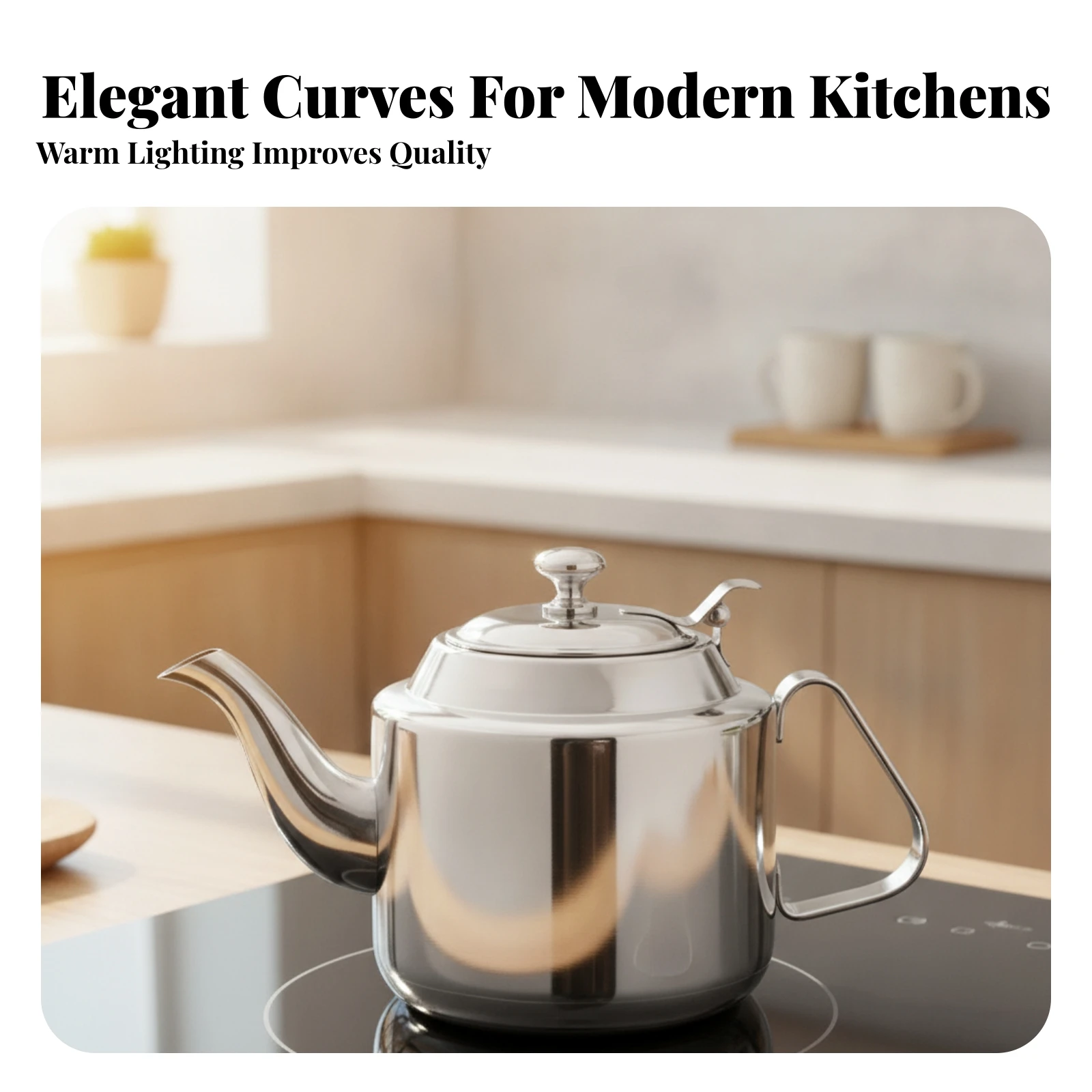 Stainless Steel Tea Kettle Easy-Pour Tea Kettle Cookware Fast-Boiling Rapid Heating for Kitchen, Cafe