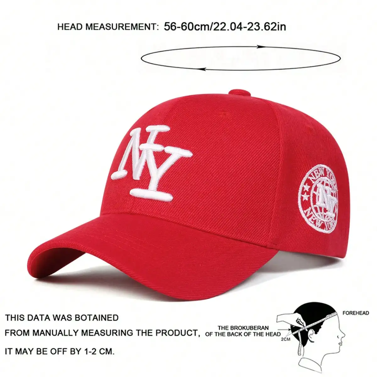 قبعة بيسبول واقية من الشمس مطرزة قابلة للتعديل من نيويورك للرجال في الهواء الطلق