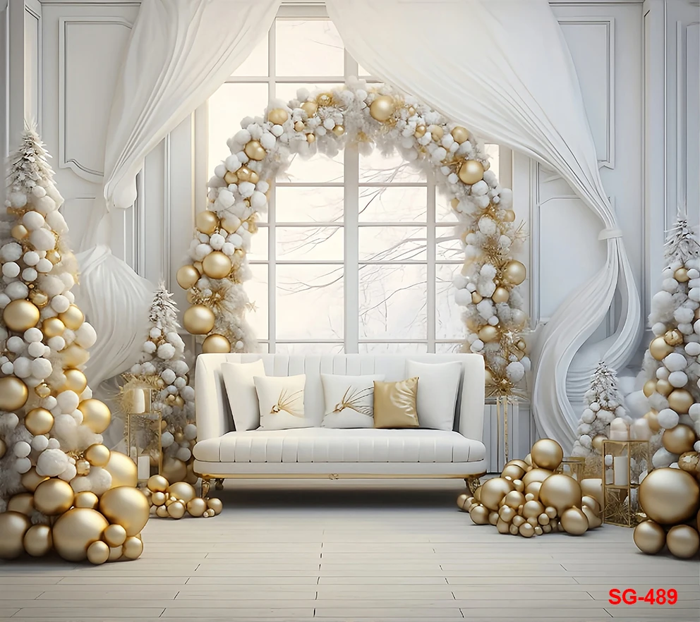 Sofa dalam ruangan, untuk Fotografi Latar Belakang musim dingin pohon Natal Vintage jendela dalam ruangan anak-anak keluarga pesta potret dekorasi latar belakang