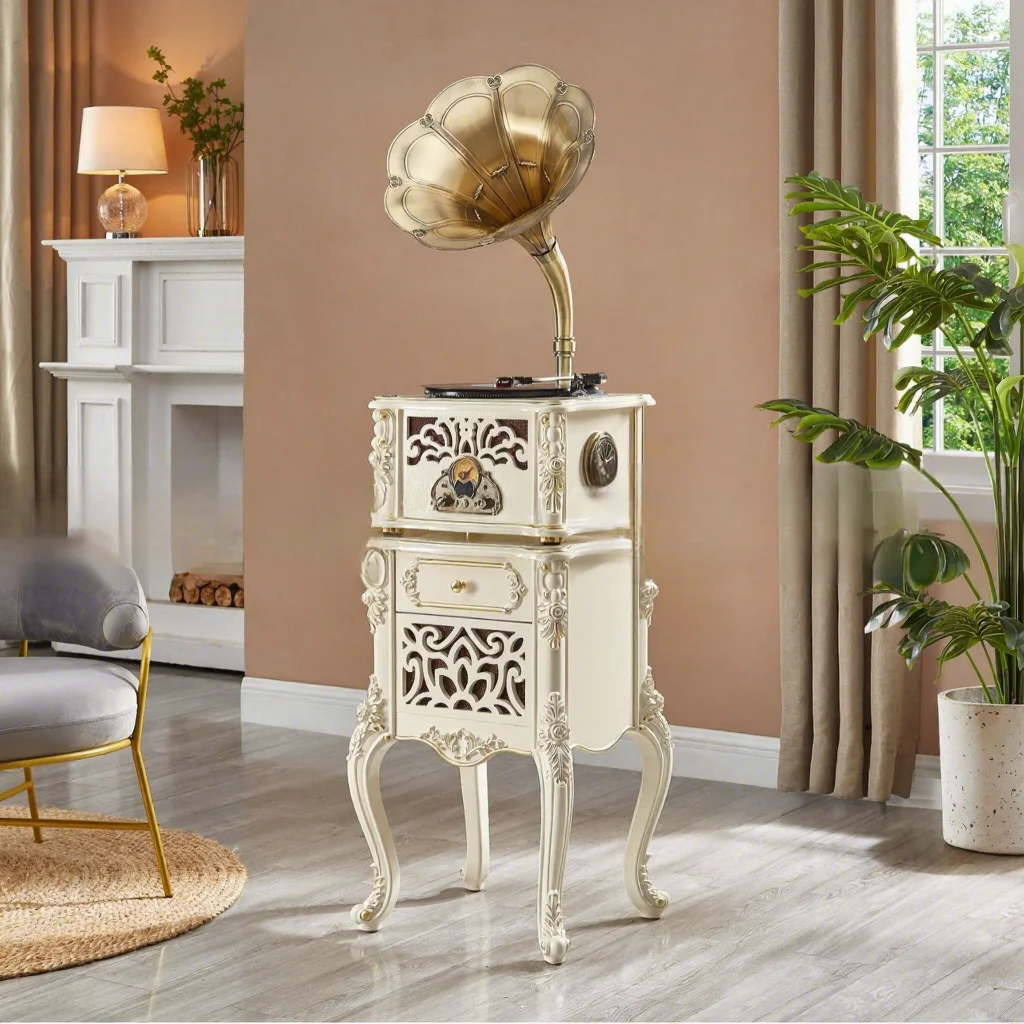 Classic Gramophone European-Style Vinyl Record Player Nostalgic Retro Turntable Vintage Phonograph Classic Model Made China