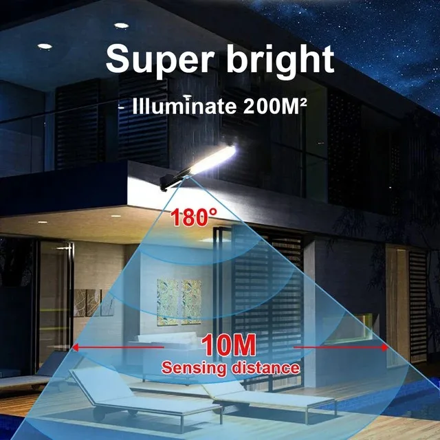 مصباح شمسي LED قوي 80W مع حساس حركة PIR – إضاءة خارجية ذكية للمنازل والحدائق