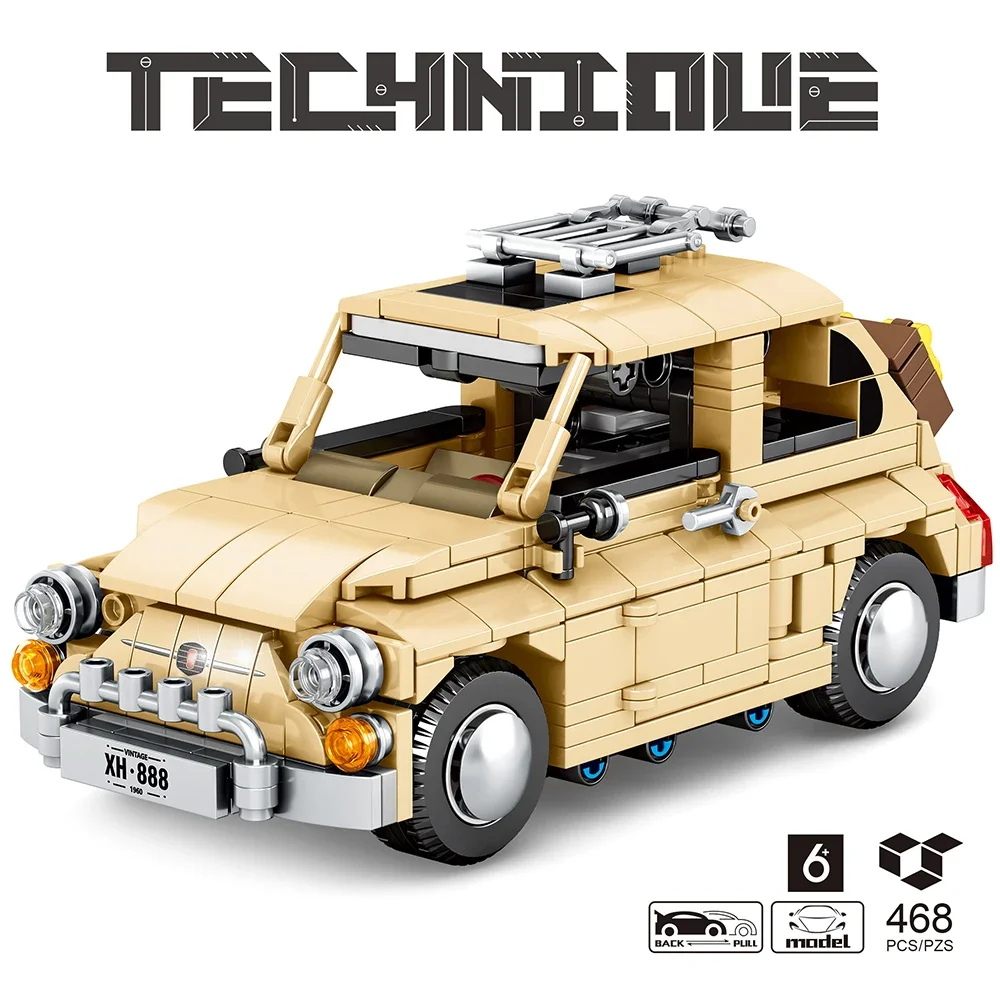 

468Pcs Fiated Classic Car City Pull Back Vehicle Building Blocks Classic Toy Bricks DIY Toys Gifts For Boys Children Kids Gifts