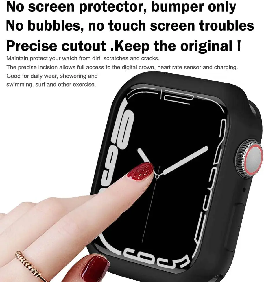 Silicone Case for Apple Watch Cover 42mm 38mm 45mm 41mm 40mm 44mm Protective Bumper Soft Cover for IWatch Series 9 8 7 6 5 4 SE