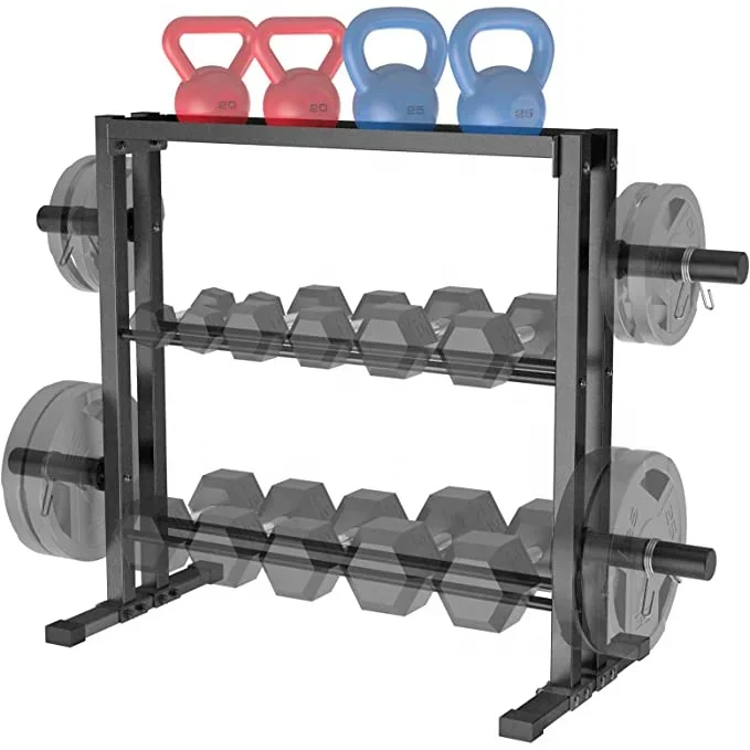 

HANAN FIT 3-Tier Combo Weight Storage Rack Stand for Dumbbells Kettlebells and Weight Plates Home Gym Fitness Equipment