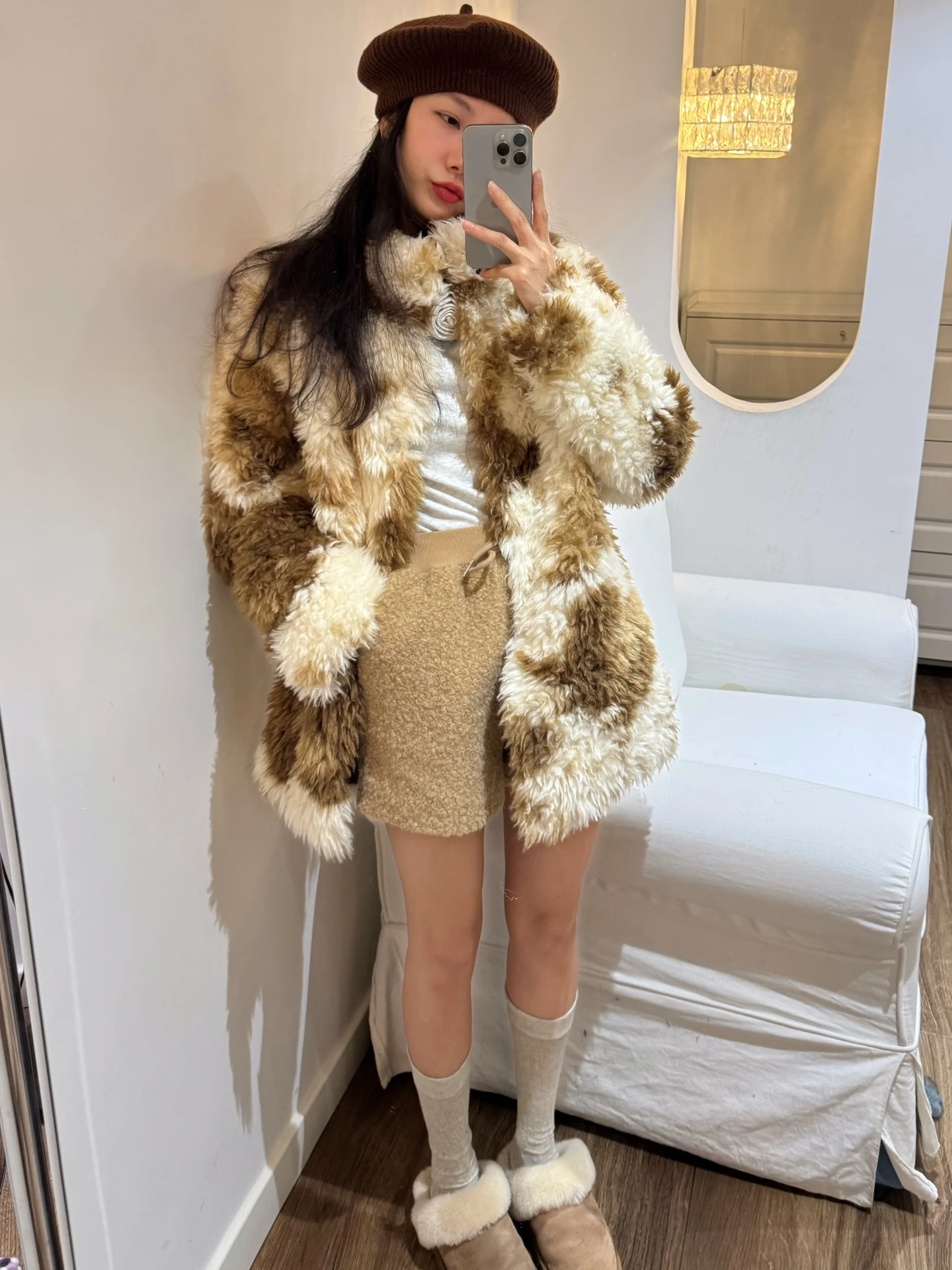 

Женское ретро-пальто East Gate из искусственного меха ягненка, экологичное, теплое, модное, винтажное, с длинными рукавами, свободного кроя