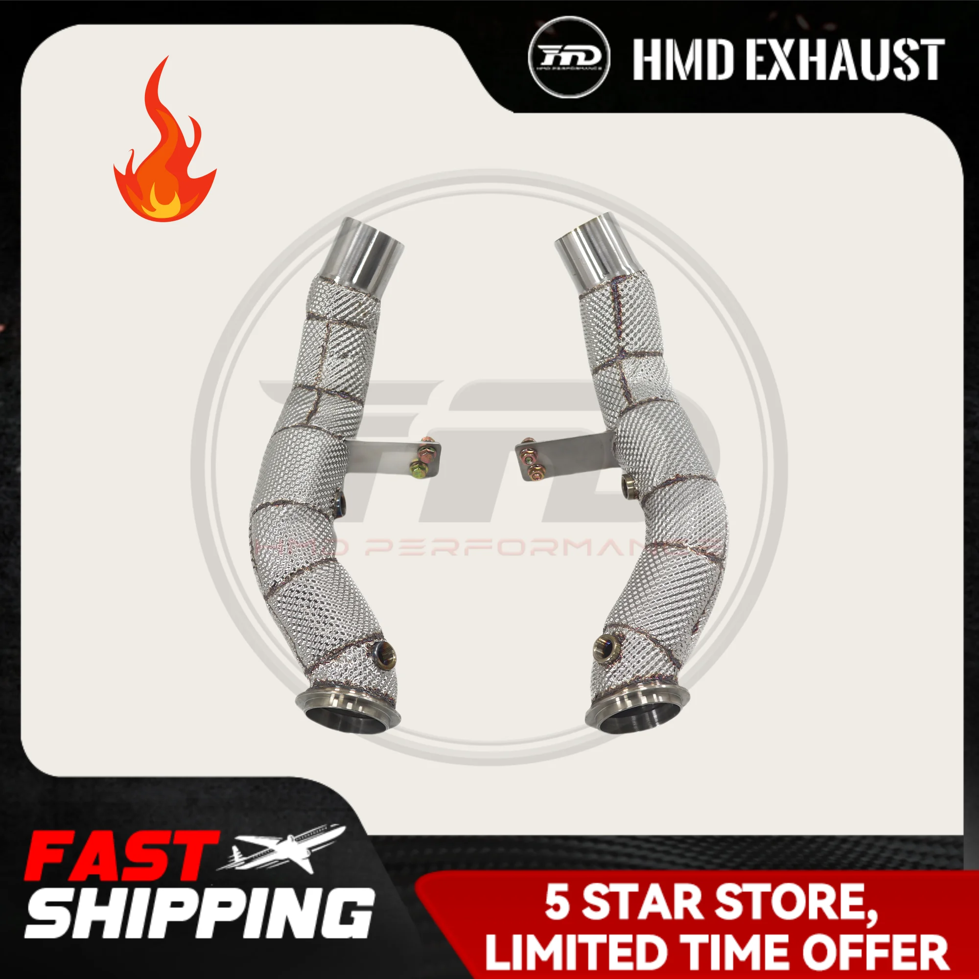 

HMD Exhaust System Stainless Steel Performance Downpipe for Alfa Romeo Giulia Stelvio 2.9T With Heat Shield Pipe
