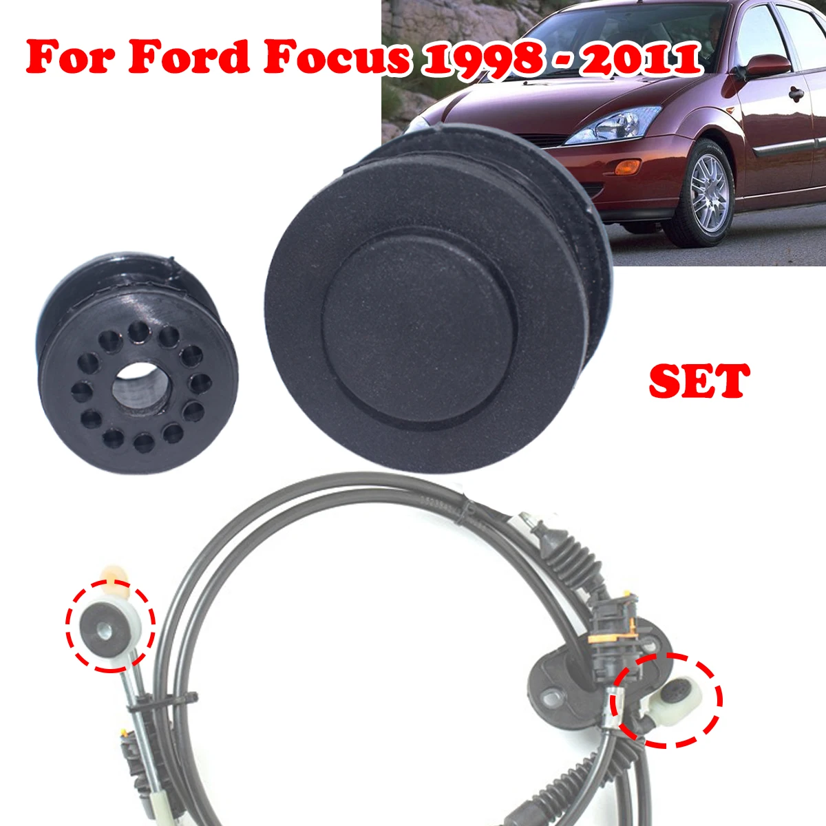 

For Ford Focus 1998-2011 Shift Cable Bushing Manual TransmissionGear Linkage Repair Kit Rubber End Pivot Connector Clamp Collet