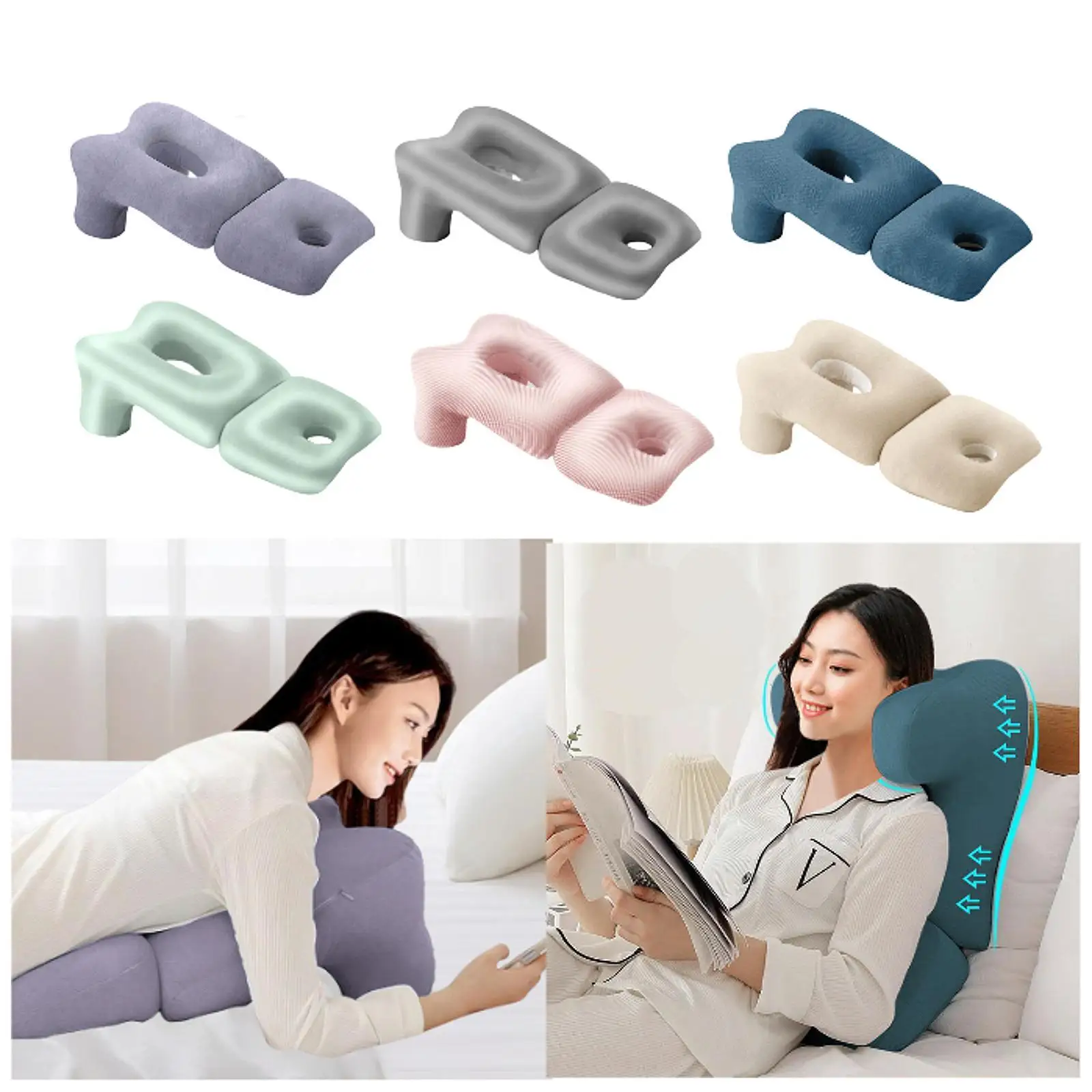 

Face Down Pillow Lie on The Bed Pillow Soft with Arm Hole Washable Cover Multifunctional Prone Pillow for Sleeping Stomach Bed