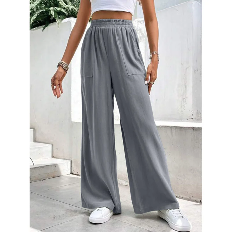 

New European and American Style Straight- Loose Fit Sports Casual Long Mid-Waist Wide-Leg Pants
